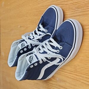 Vans Navy and White High-Top Sneakers